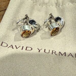 David Yurman Silver Earrings with Gold Accents